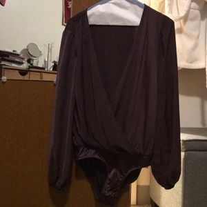 Maroon / purple low cut bodysuit